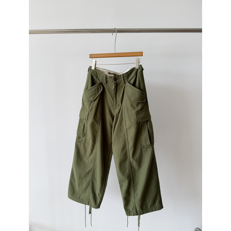 Jennie Style ~ High-End Brand 13 Heavy-Duty Washed Deconstructed Pocket Workwear Style Olive Green 9/10 Length Straight Casual Pants