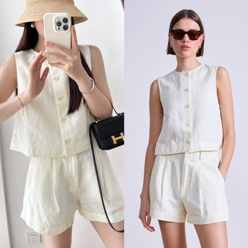 $298 ~ New York Ap Organic Cotton and Linen Blend Sleeveless Top Vest for Women, Fashionable and Stylish