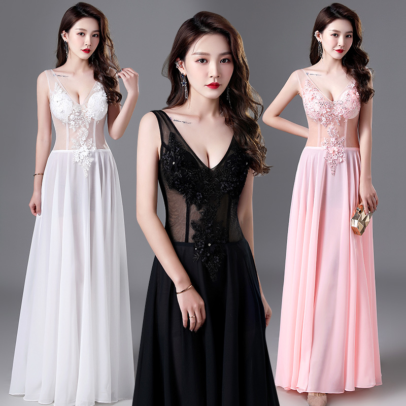 New High-End Women's Clothing for Nightclubs, Sexy Chiffon Bodycon Dress, Slimming Waist, Sauna Club Hotel Evening Dress
