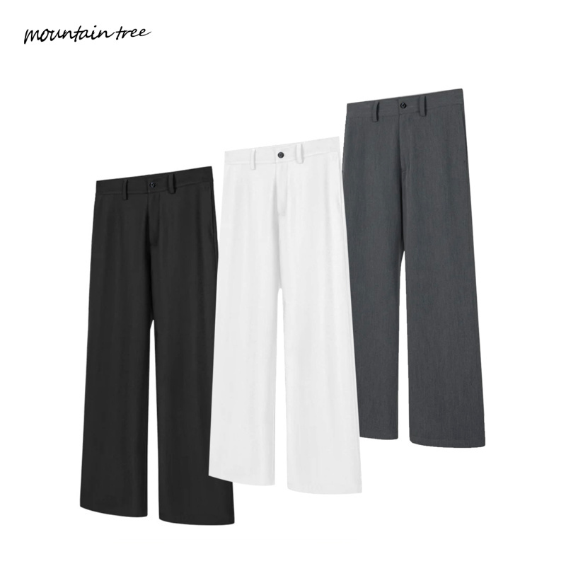 Mountain Tree Heavyweight Tr Blend Drapey A-Line Straight Loose Casual Workwear Trousers Men's Simple Style