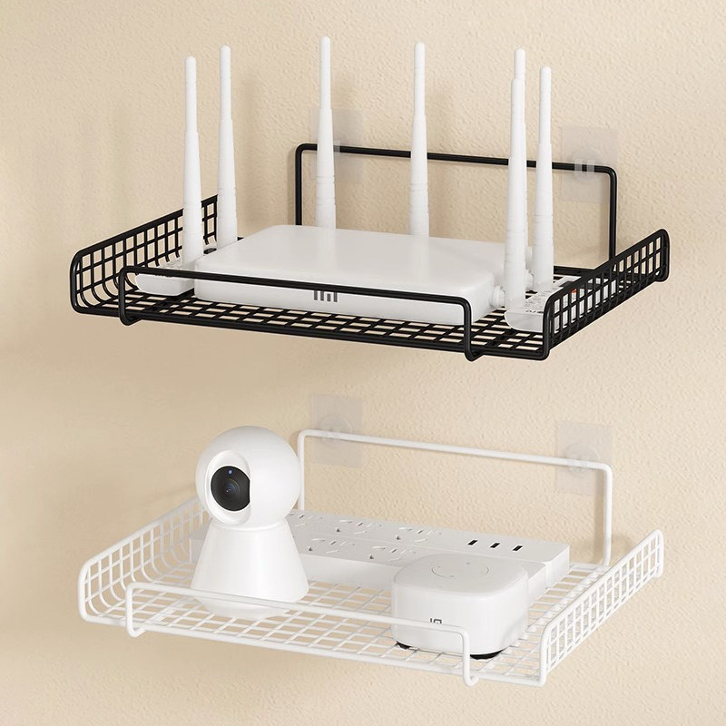 路由器放置架电视机下方置物架墙上免打孔墙壁托架wifi机顶收纳盒