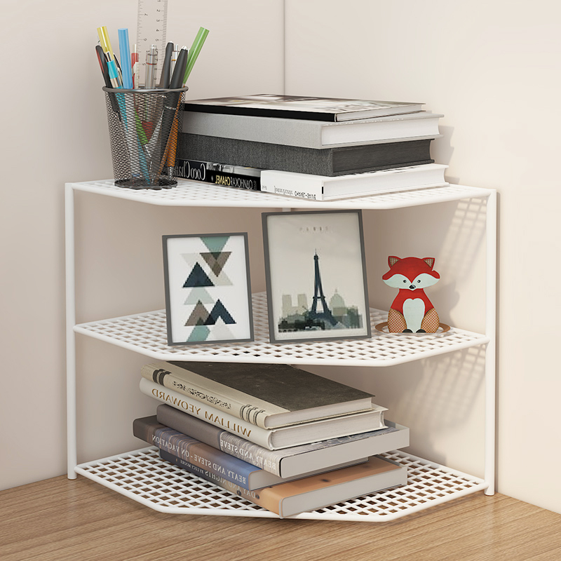 Corner Bookshelf, Corner Storage Rack, Desktop Corner Organizer, Triangular Bookcase on Desk, Office Corner Storage Rack