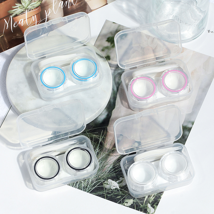 B875 Transparent Leak Proof【 beat One shot Four 】 contact lens case  Simplicity Meitong box Water leakage prevention Duplex box Meitong box nursing storage box