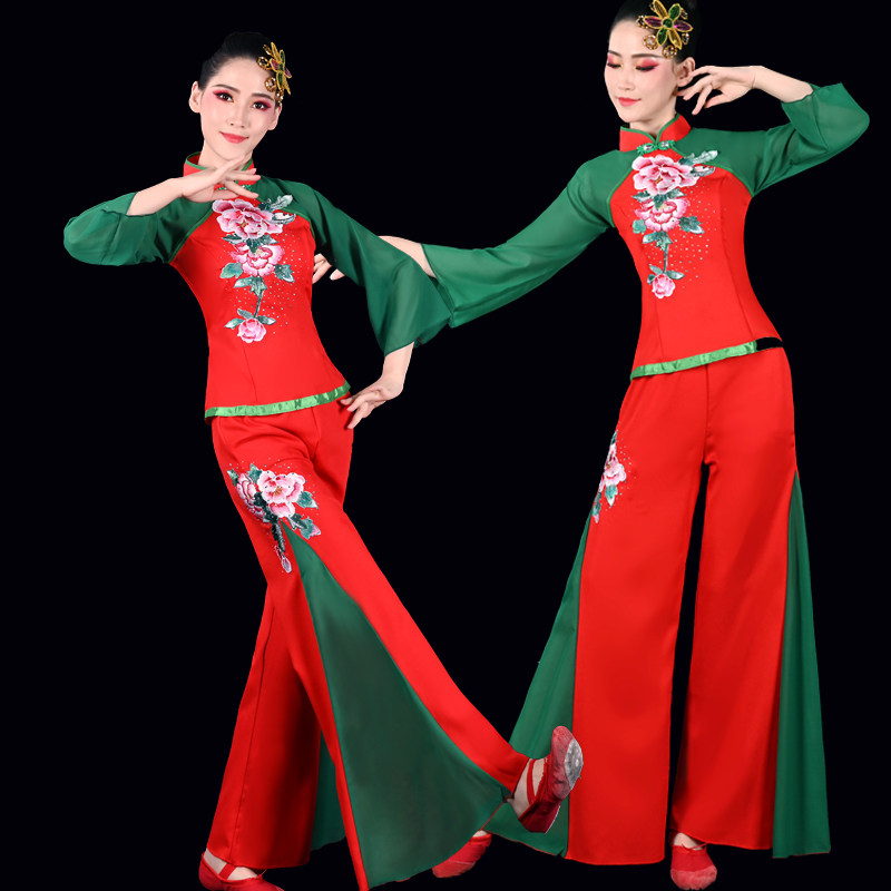 Jiaozhou Yangko Costume Female 2021 New Fan Dance Handkerchief Dance Costume Middle-aged and Elderly Square Dance Costume Set