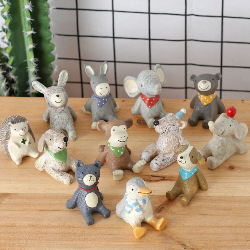 Creative gift home Japanese pastoral small animal micro-landscape props zakka desktop decoration resin crafts