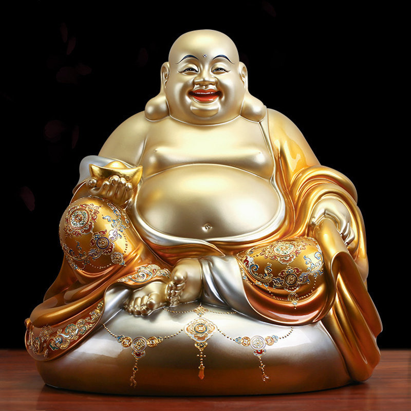 Taiwan bronze Maitreya Buddha statue store to attract wealth and big belly Maitreya Buddha Bodhisattva painted laughing Buddha statue statue ornaments