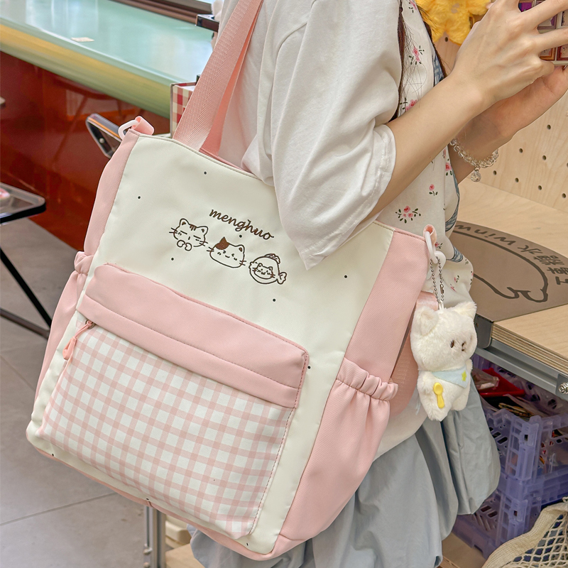 Crossbody Bag for Women, Canvas, Large Capacity, for Girls, Junior High School Students, Elementary School Students, Tutoring, Tote Bag, Book Bag, Shoulder Bag