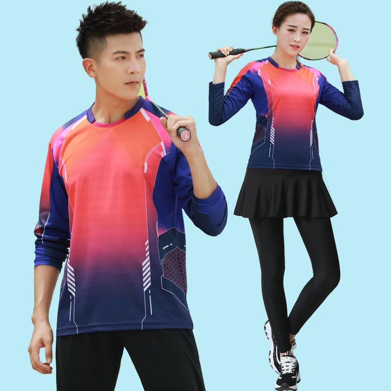 Autumn Winter Badminton Suit Suit Woman Long Sleeve Speed Dry Leave Two Sets Male Blouse Training Sports Ping Pong Clothes Tailor-Taobao