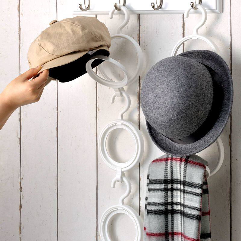 Japan imported inomata hat storage rack finishing rack creative door rear non-perforated scarf hanger foldable