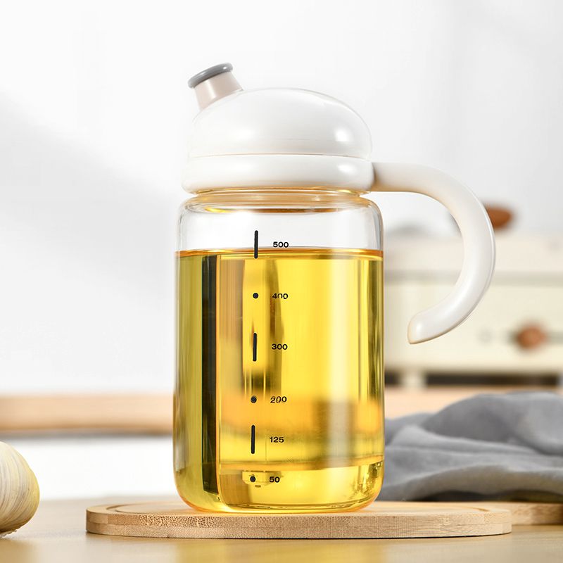 Japan-style glass oil jug-oil-poured oil-proof oil leak bottle Home automatic opening and closing soy sauce vinegar oil tank Sauce Bottle Suit