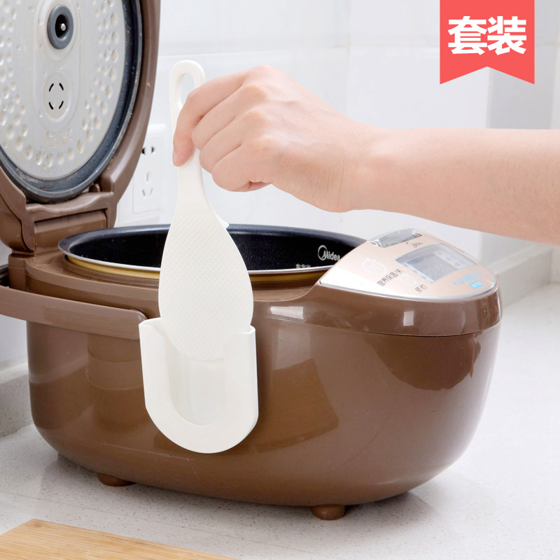 Japan imported household plastic non-stick rice spoon creative kitchen rice spoon suction cup rice cooker rice spoon holder