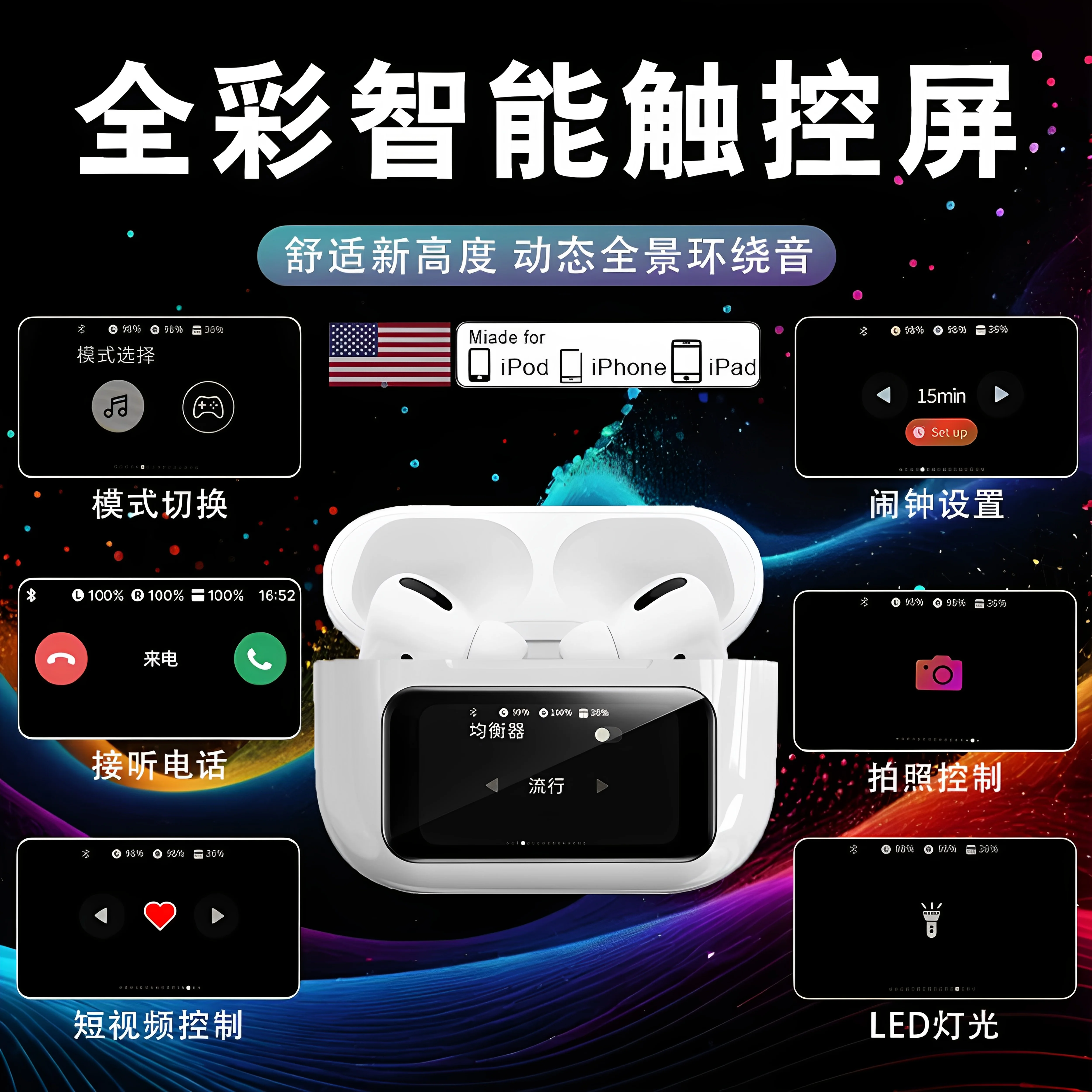 Яблоко, беспроводные наушники, универсальный экран, новая коллекция, Bluetooth, Android