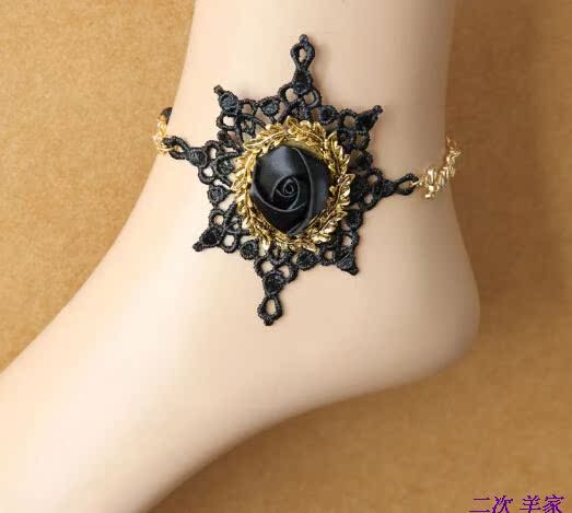 Châu Âu và Hoa Kỳ retro đen vòng chân ren cánh cánh Harajuku Mori cô gái vòng chân múa bụng chân vòng chân gothic vòng chân nam