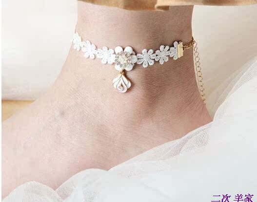 Trắng ren vòng chân vàng xuyên hoa hồng công chúa chân nhẫn bên bờ biển du lịch kỳ nghỉ vỏ ốc xà cừ nhẫn lắc chân đẹp độc