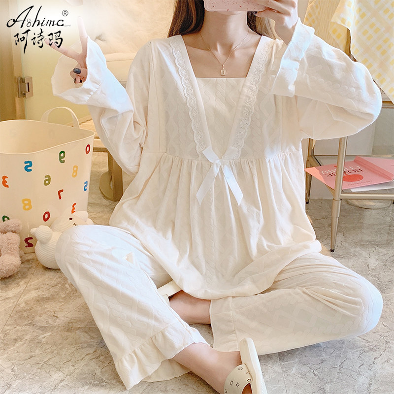 Summer lunar Subsuit Summer Summer Thin postpartum spring autumn pure cotton maternal breast-feeding pregnant woman Two sets of home clothes
