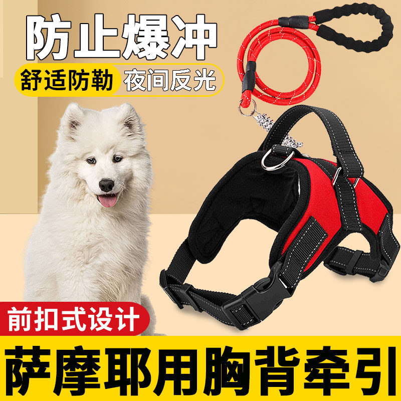 Samoye special traction rope dog network red dog plus front button anti-explosion button large dog