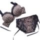 Leopard Print Couple Underwear Set Three-piece Sexy Thin Sports Band Bra No Wires Ice Bra