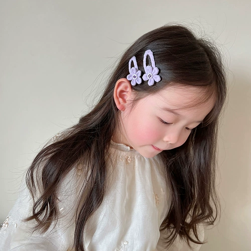 Кремовая ткань в форме цветка, детская заколка для волос ручной работы, челка, в корейском стиле