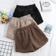 2018 mùa đông mới co giãn eo cao giả bờm một chiếc quần short nữ đôi túi rộng rộng chân quần nữ quần bốt A260