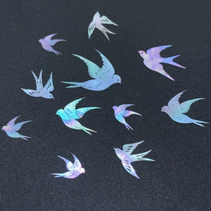 Swallow Mother-Of-Pearl Pieces, White Butterfly Shell, Luminous Shell Pieces, Lacquerware, Lacquer Painting, Lacquer Art