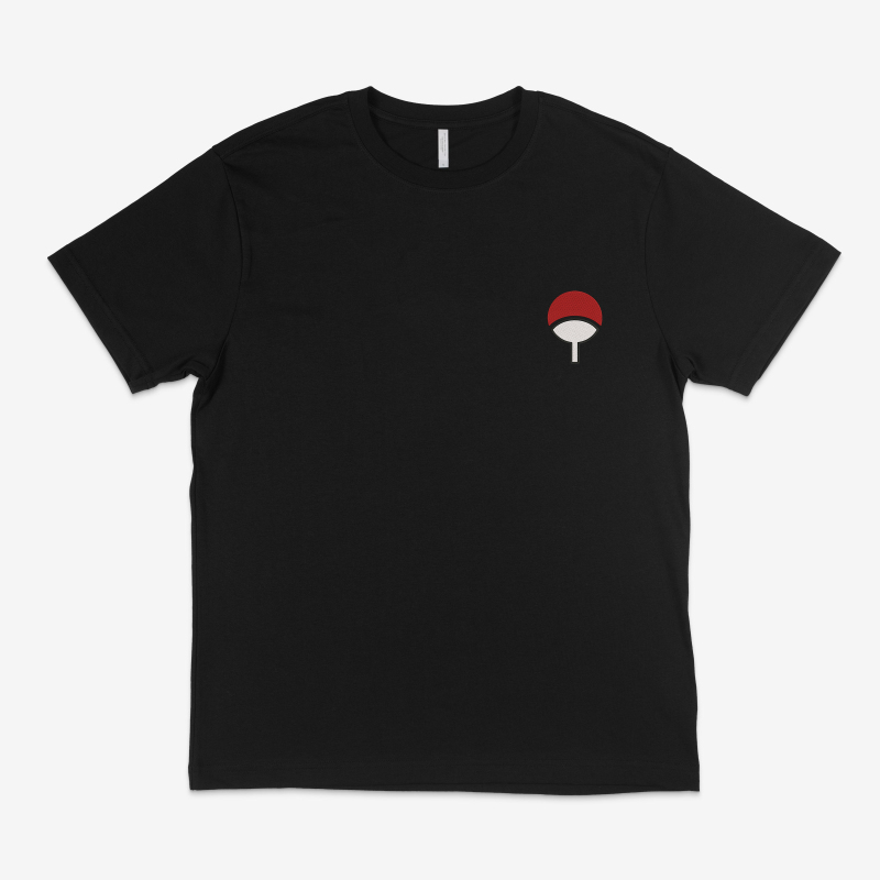 Trendy Cartoon Anime Short-Sleeve T-Shirt, Loose Fit, Round Neck, 100% Cotton Top, Black Naruto Uchiha Embroidery Trendy Cartoon Anime Short-Sleeve T-Shirt, Loose Fit, Round Neck, 100% Cotton Top, Black Naruto Uchiha Embroidery