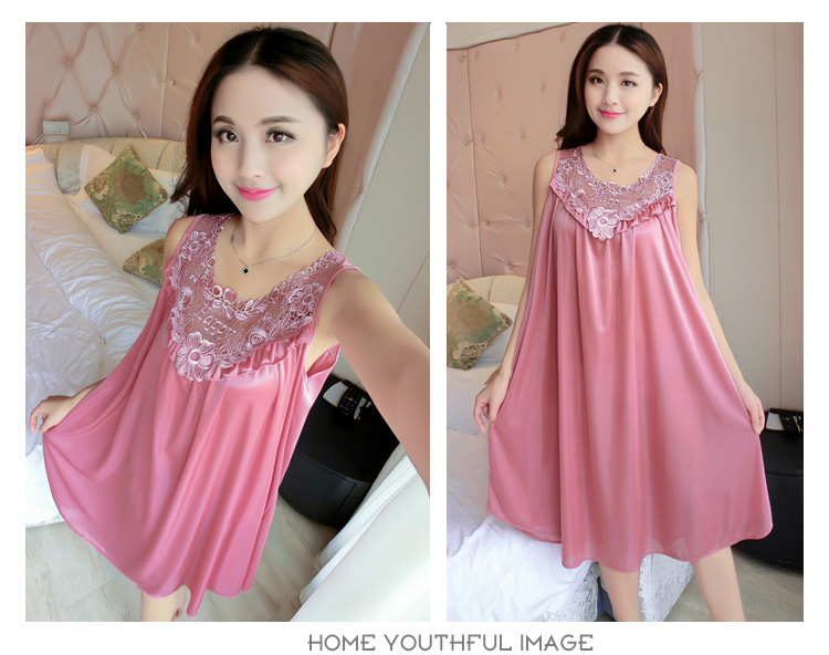 Sexy nghi ngờ váy ngủ nữ mùa hè nụ băng băng lụa phụ nữ đồ ngủ kích thước lớn ngọt ngào váy ngủ không tay dịch vụ nhà áo ngủ 2 dây