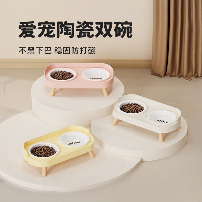 Ceramic Cat Bowl, Cat Food Bowl, Cat Meal Bowl, Water Bowl, Large Diameter Double Bowl, Not Easy to Knock Over, Neck-Protecting Dog Bowl Ceramic Cat Bowl, Cat Food Bowl, Cat Meal Bowl, Water Bowl, Large Diameter Double Bowl, Not Easy to Knock Over, Neck-Protecting Dog Bowl