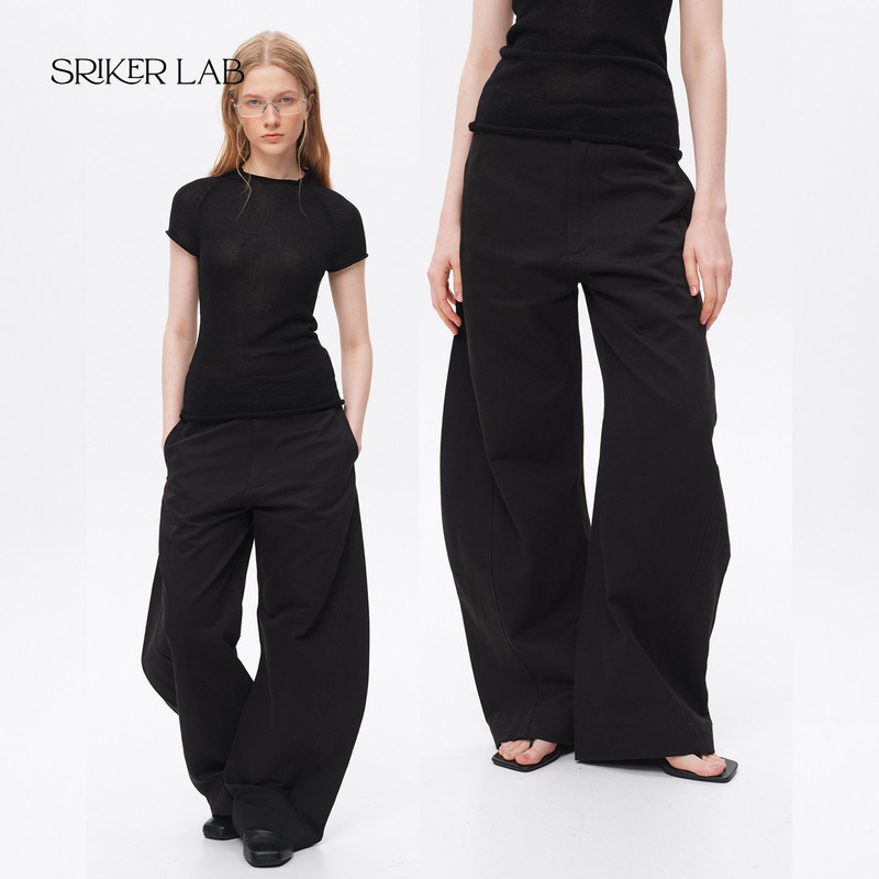 Srikerlab Silhouette-Cut Lyocell Tencel Cool-Touch Simple Slimming Loose Casual Long Pants for Women