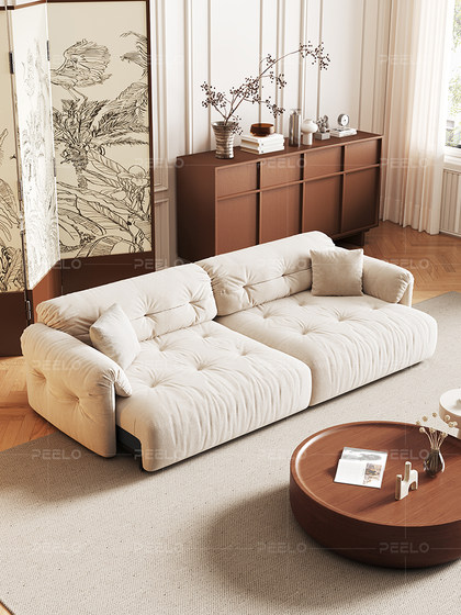 品洛云朵电动布艺沙发客厅可调节伸缩功能奶油风沙发床2025新款