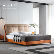 2 M 2 2 m big bed modern simple luxury wedding bed orange side double bed 2021 new leather bed