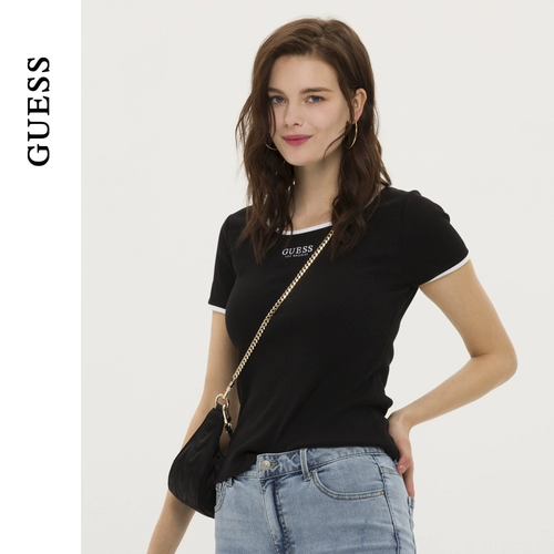 GUESS Женские простые западные шинетические тонкие сладкие футболки с коротки