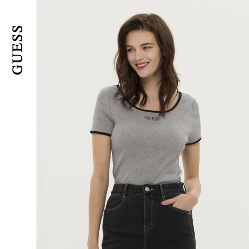 GUESS Женские простые западные шинетические тонкие сладкие футболки с коротки