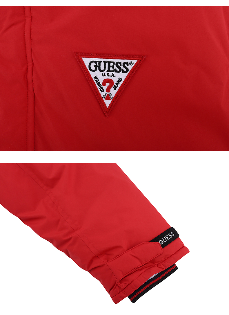 GUESS vài mô hình 17 mùa đông nam trùm đầu ngược tam giác LOGO dài dây kéo quần áo cotton-MH4W4881