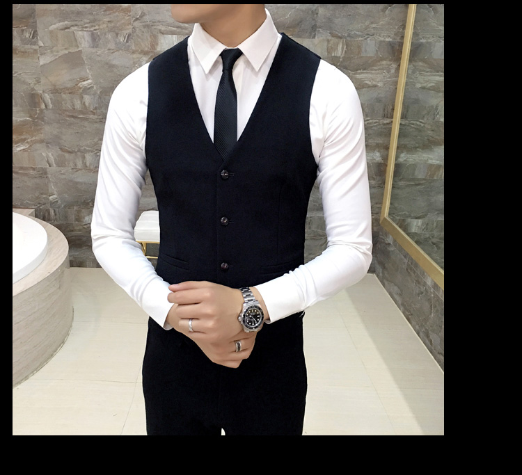 Phù hợp với nam phù hợp với màu nâu đơn giản thời trang rắn màu kinh doanh phù hợp với quần tây quần ba mảnh áo khoác - Suit phù hợp áo vest nam hàn quốc