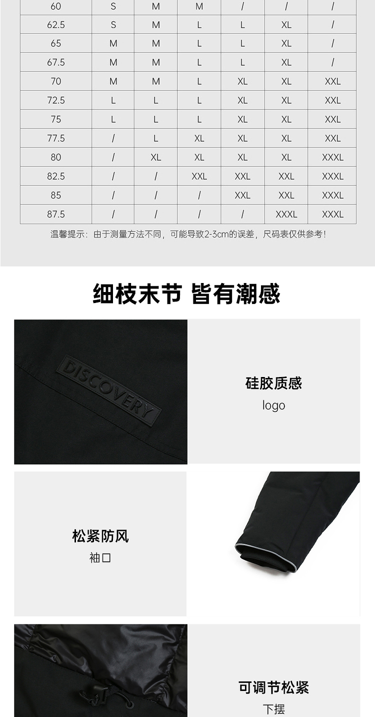 Discovery 男女款 时尚工装风 貉毛大领羽绒服 充绒量L码220g 图19