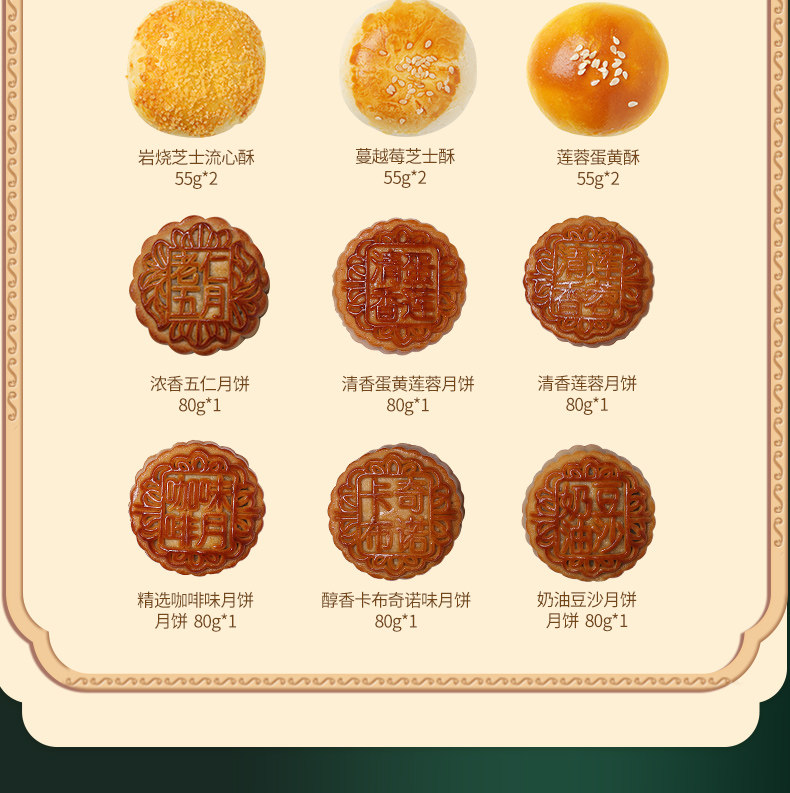 荃盛 中秋必备礼盒 12饼9味810g 图4