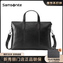 Samsonite Shinoche Bag Man Soft Beef Leather Waist Bag Slanted Shoulder Bag Light Business One Shoulder Bag TK9