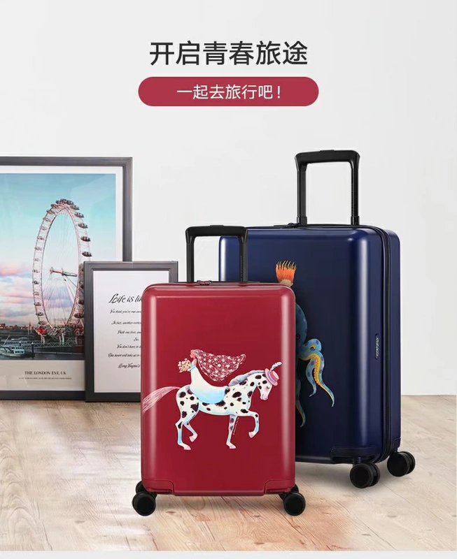 Vỏ xe đẩy du lịch làm đẹp của Samsonite / Samsonite vali nữ 18 inch 20 inch vali trẻ em TH9 - Va li