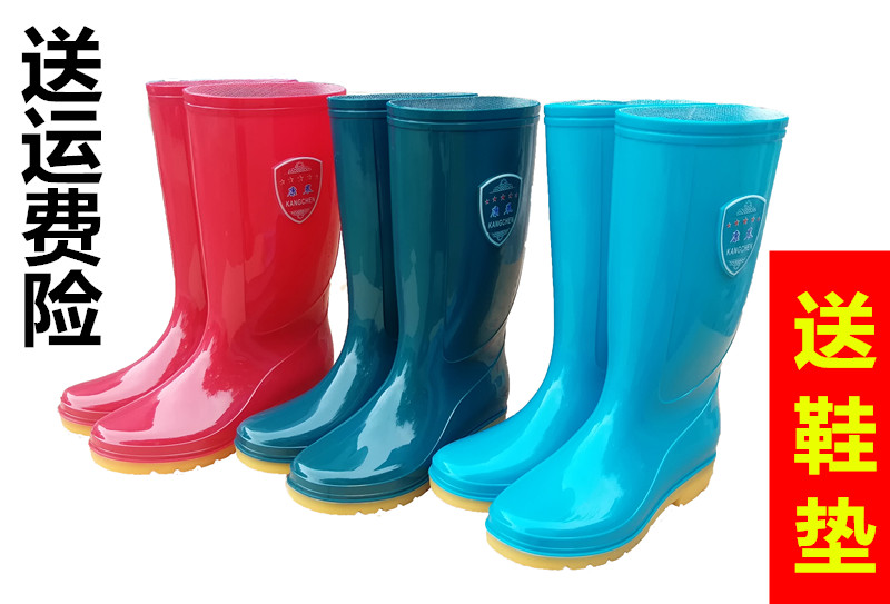 Spring Autumn Women's Style Rubber Shoes High Cylinder Fashion Pure Color Rain Shoes Non-slip Adults Anti-Chill Warm Rain Boots Kitchen Working Water Shoes