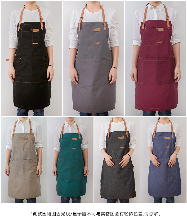 Japanese cotton and linen contracted apron cafe restaurant milk tea shop for the Korean adults overalls "women