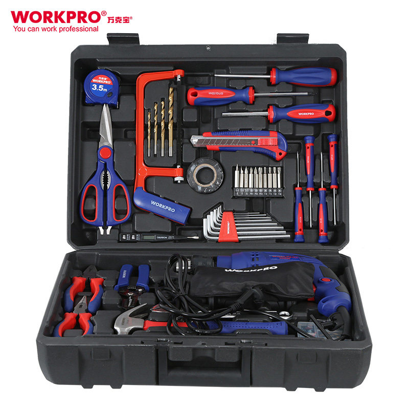 WANKEBAO W009049N Household Electric Drill Percussion Drill 170 Piece Set Toolbox Set Hardware Tool Hand Drill