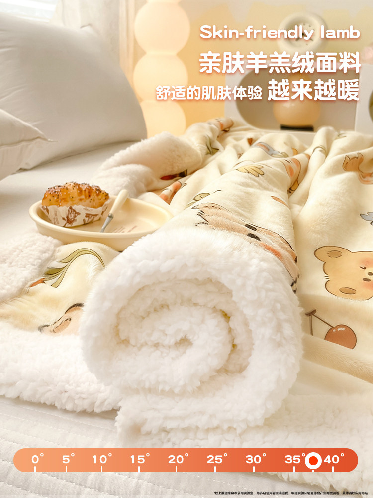 Milk Velvet Blanket, Thickened Flannel Blanket for Winter, Office Nap Coral Fleece Shawl, Sofa Blanket, Small Quilt