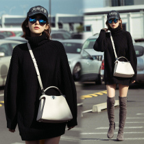 Star Gurrina Zhanza with the same loose high collar sweater female Han version Lazy Conspicuded Mid-Knitted Blouse