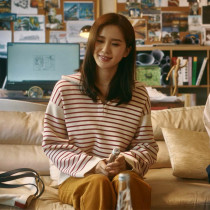 22 Spring and Autumn Season Stream Golden Years to South Sun Liu Poetry Poetry in the same style Loose V Collar Sweater Womens Striped Blouse Blouse Blouse