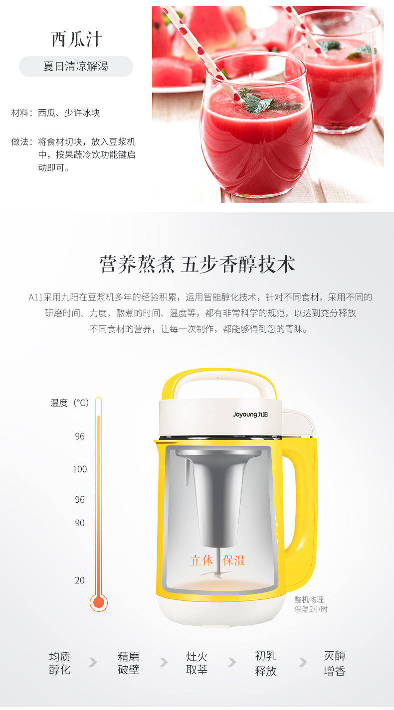 Máy làm sữa đậu nành Joyoung / Jiuyang DJ12B-A11 9 Yang hoàn toàn tự động đa chức năng chính hãng máy làm sữa đậu nành panasonic
