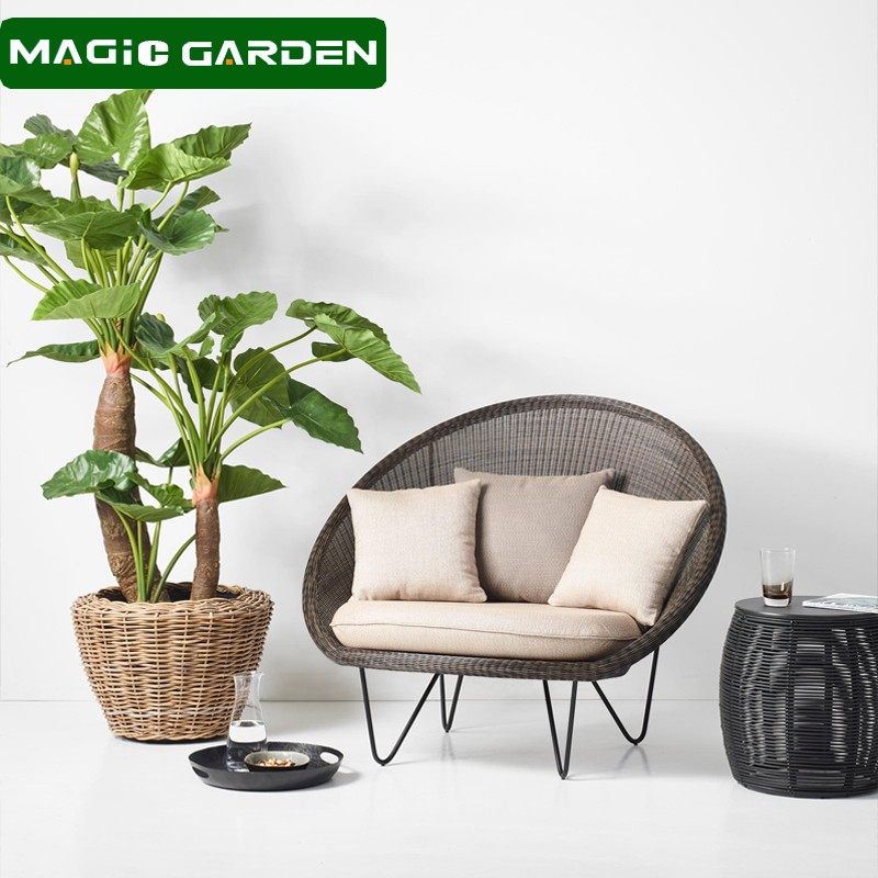 Outdoor balcony single rattan chair combination living room home leisure rattan sofa furniture bed and breakfast coffee table terrace garden