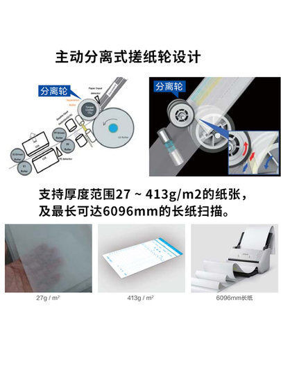 顺丰EPSON爱普生DS570WII/ES580W/410/530彩色扫描仪高速高清WIFI自动双面连续进纸a4图片文档案卡片扫描pdf