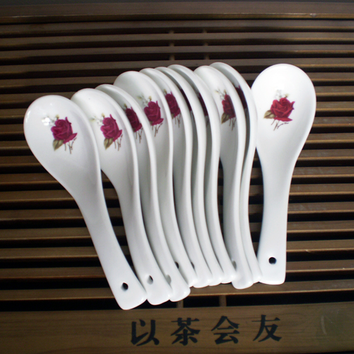 Jingdezhen Ceramic needle dagger bone porcelain plus coarse and small soup spoon green and environment-friendly porcelain tablespoon tablespoon