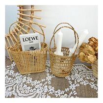 (Posing props) ins straw woven hand basket woven keg table top storage decorative hand-woven basket