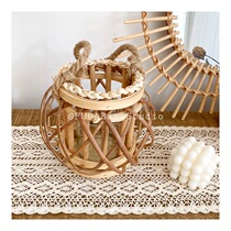 ins hemp rope wicker pure handmade flower basket portable lantern Retro nostalgic home B & B coffee shop decoration